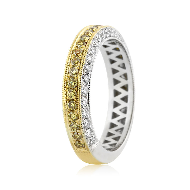 1.50ct Fancy Yellow Round Brilliant Cut Diamond Wedding Band