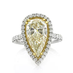 4.39ct Fancy Light Yellow Pear Shaped Diamond Engagement Ring