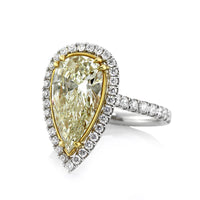4.39ct Fancy Light Yellow Pear Shaped Diamond Engagement Ring