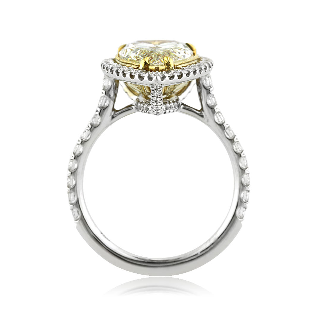4.39ct Fancy Light Yellow Pear Shaped Diamond Engagement Ring