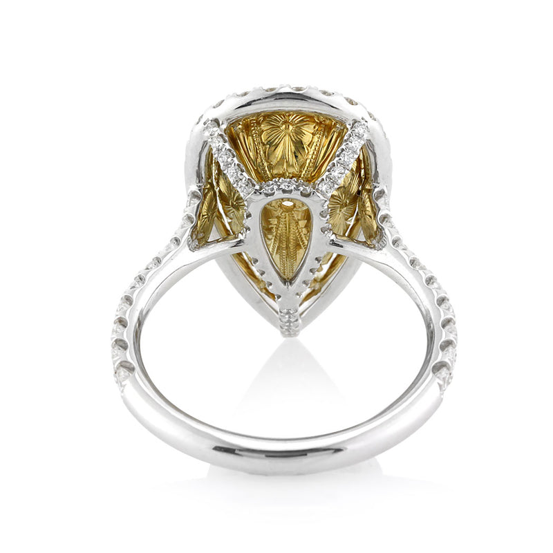 4.39ct Fancy Light Yellow Pear Shaped Diamond Engagement Ring