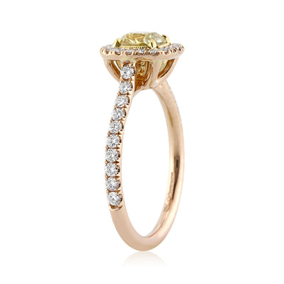 1.56ct Fancy Vivid Yellow Cushion Cut Diamond Engagement Ring