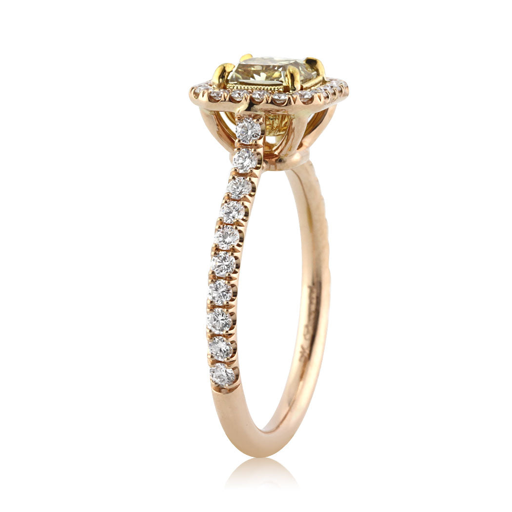 1.69ct Fancy Intense Yellow Radiant Cut Diamond Engagement Ring