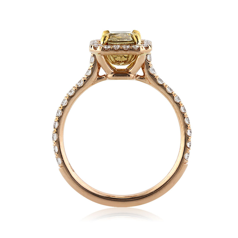 1.69ct Fancy Intense Yellow Radiant Cut Diamond Engagement Ring