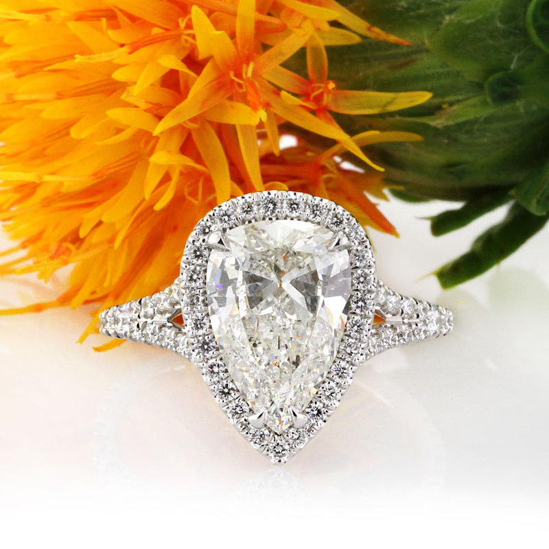 3.11ct Pear Shaped Diamond Engagement Ring