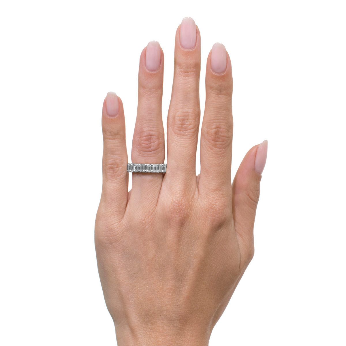 6.20ct Emerald Cut Diamond Eternity Band in Platinum