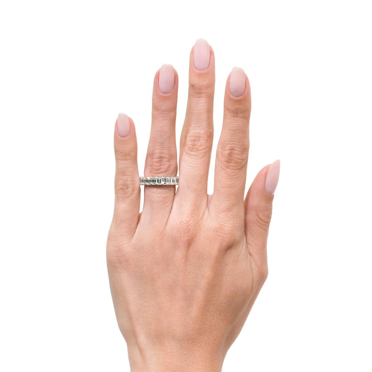 4.75ct Emerald Cut Diamond Eternity Band in 18k White Gold