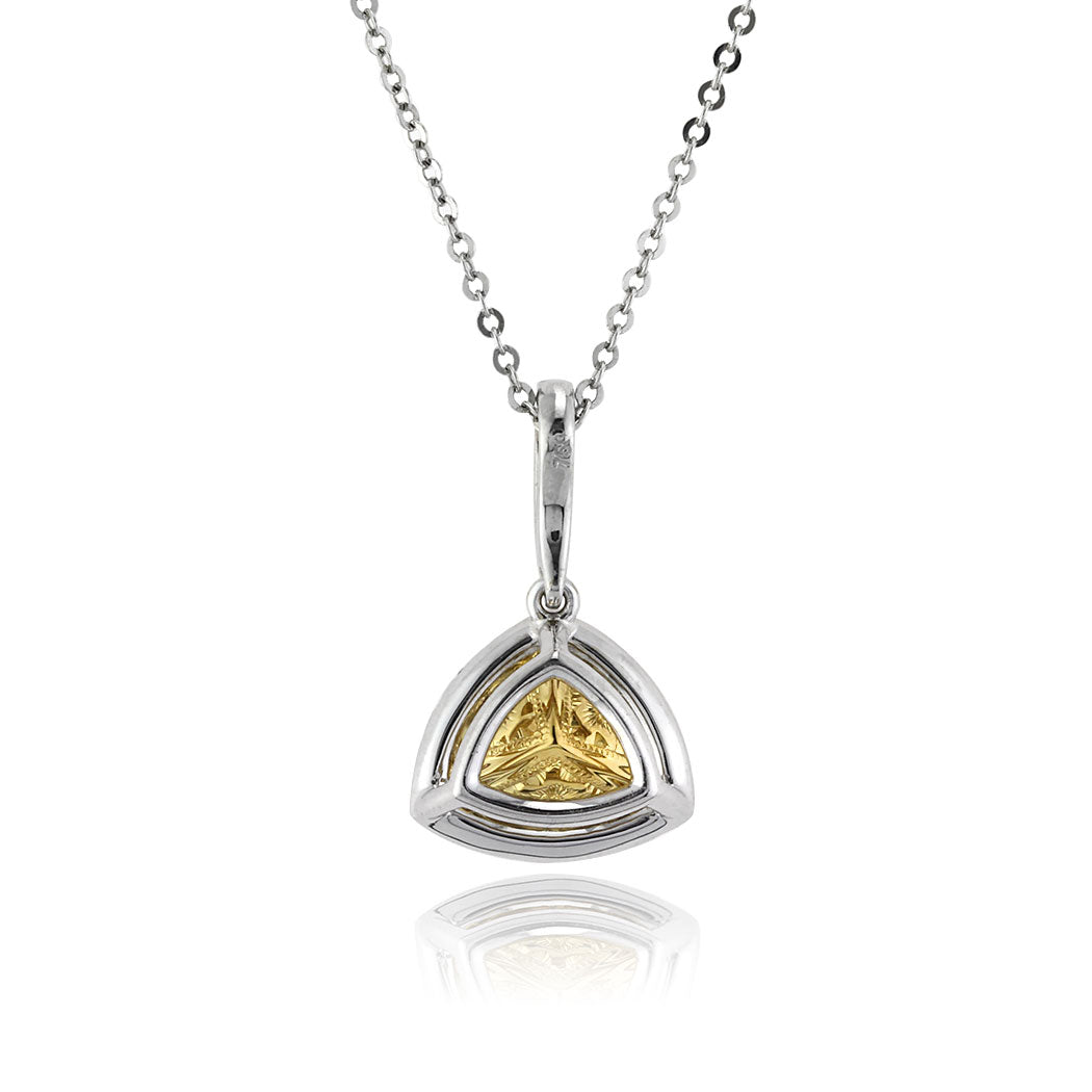 1.36ct Fancy Light Yellow Trillion Cut Diamond Pendant