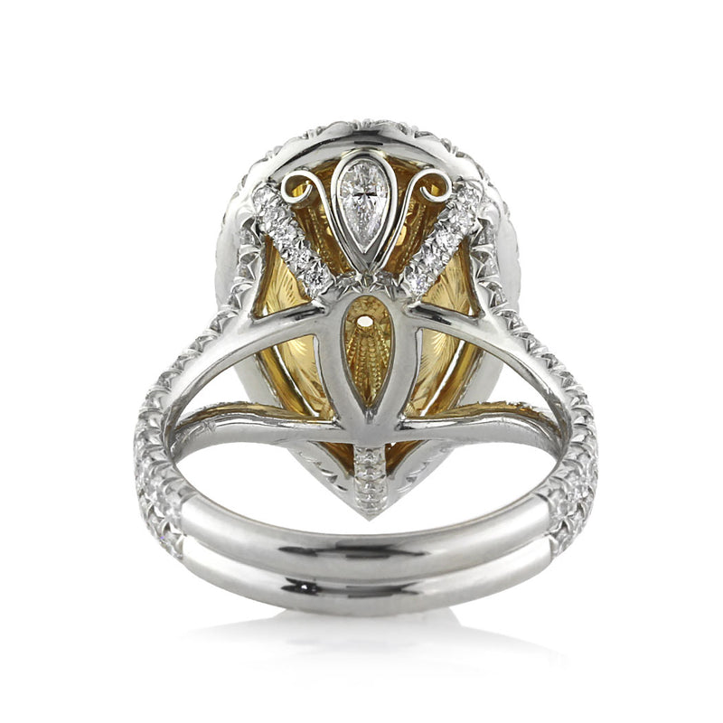 6.58ct Fancy Light Yellow Pear Shaped Diamond Engagement Ring