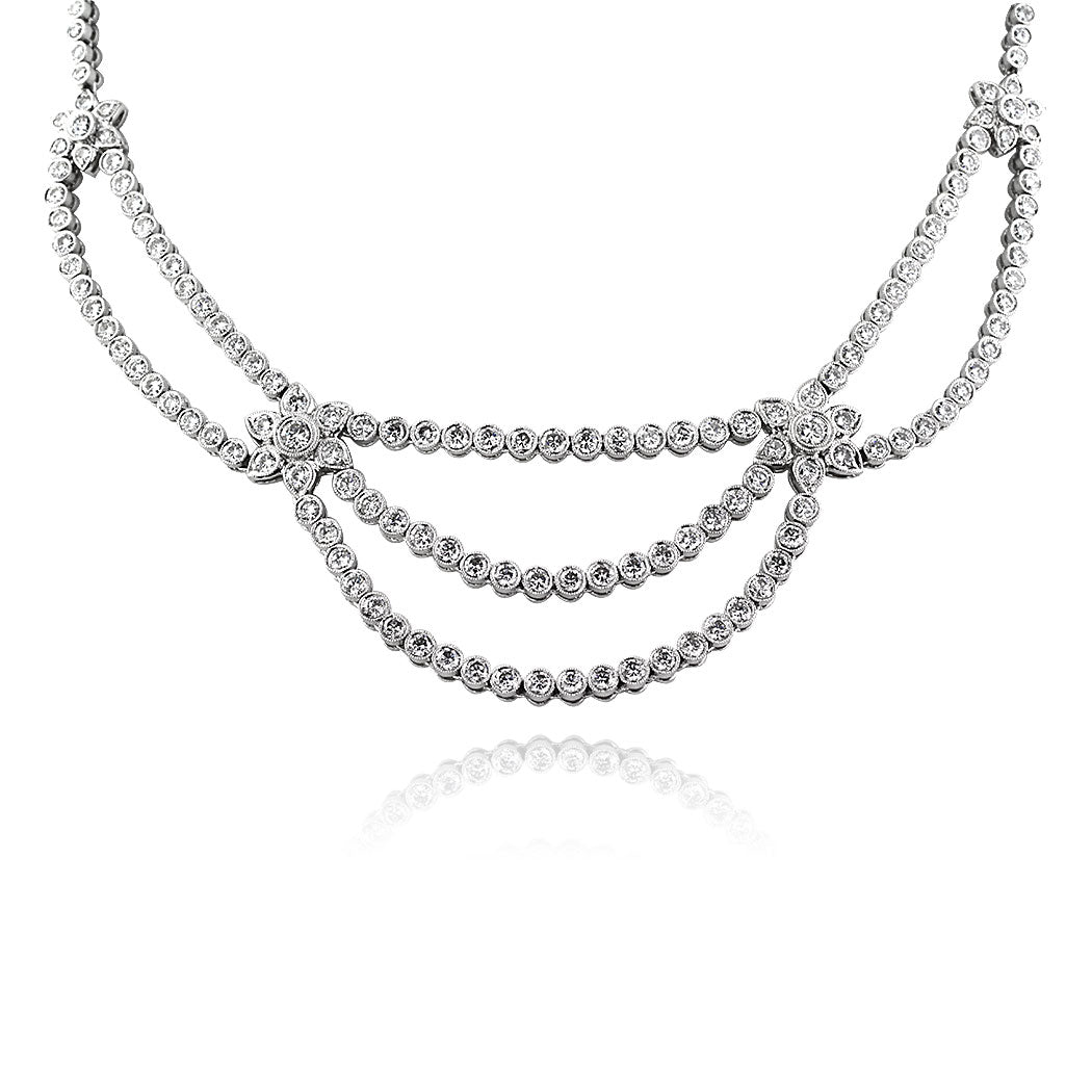 15.27ct Round Brilliant Cut Diamond Necklace in Platinum in 17'