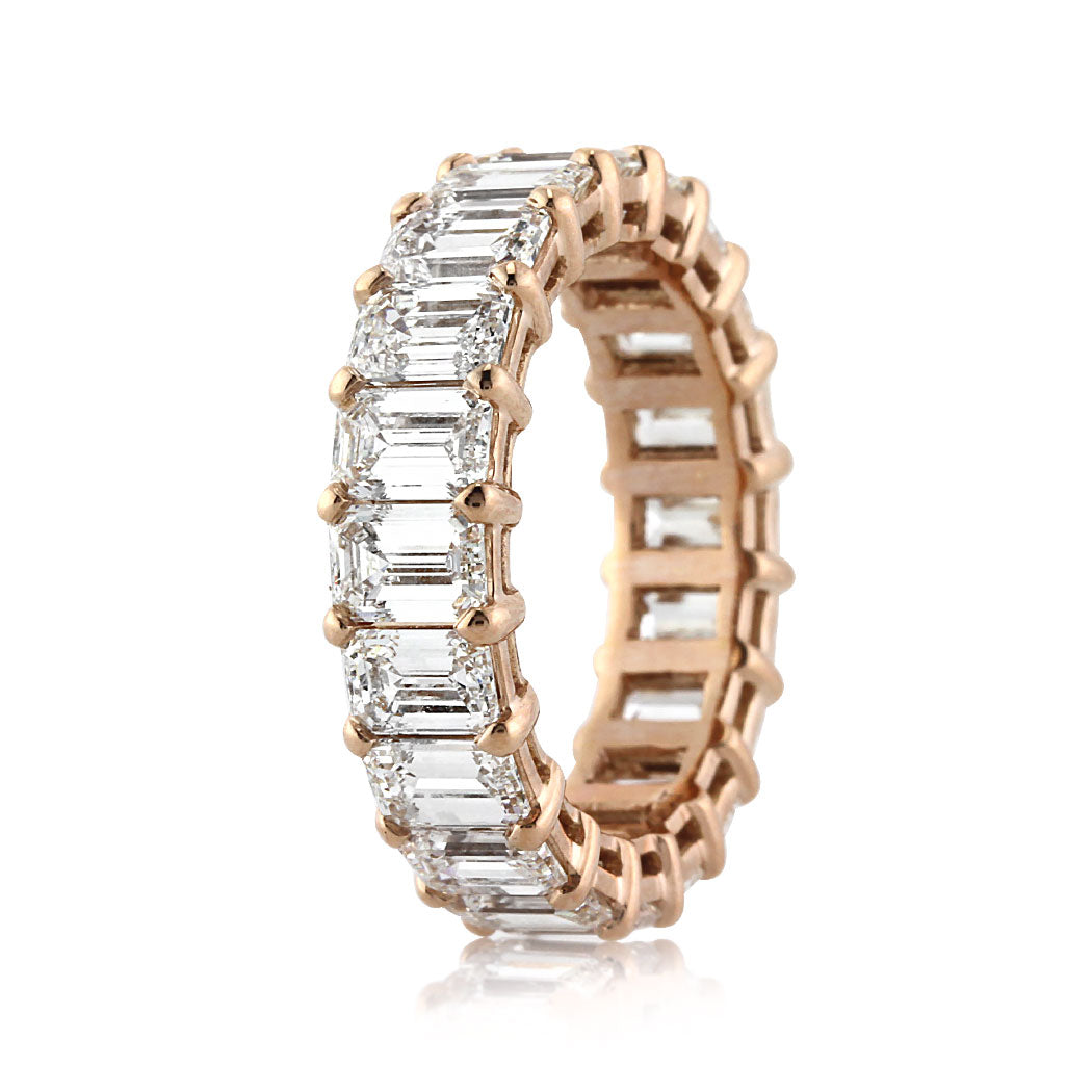 6.30ct Emerald Cut Diamond Eternity Band in 18k Rose Gold