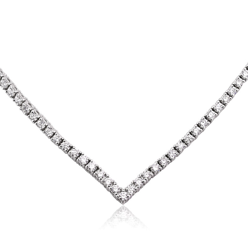 3.00ct Round Brilliant Cut Diamond Tennis Necklace in 18k White Gold in 16.5'