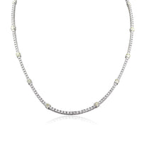7.55ct Fancy Light Yellow Round Brilliant Cut Diamond Tennis Necklace