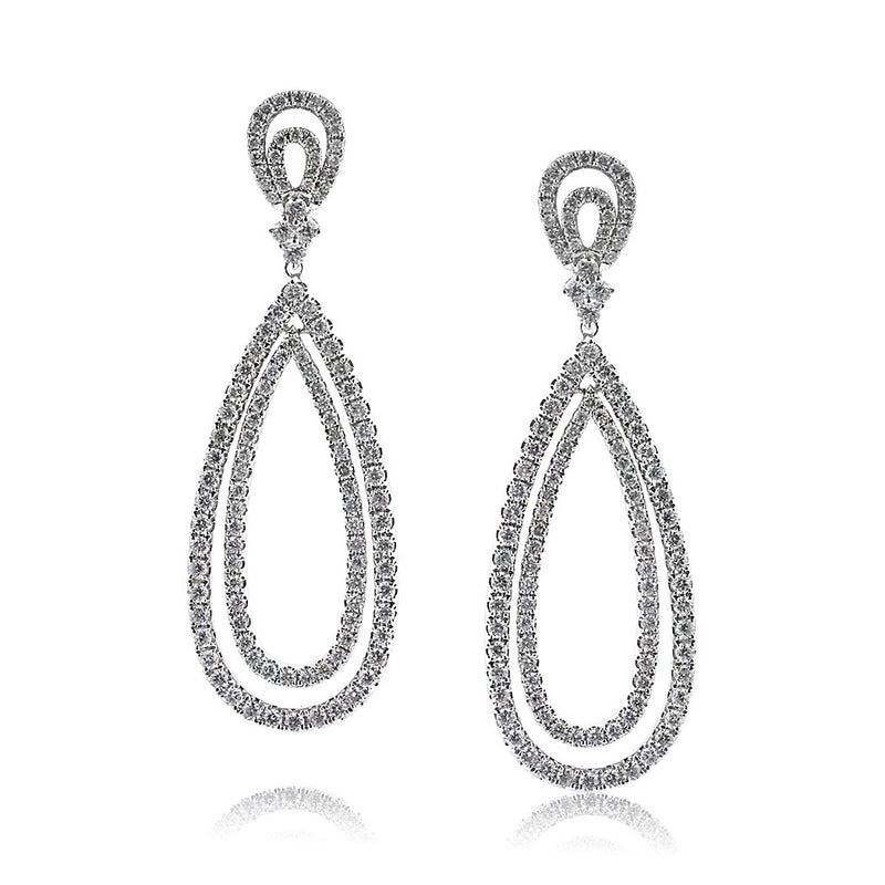 5.35ct Round Brilliant Cut Diamond Teardrop Dangle Earrings