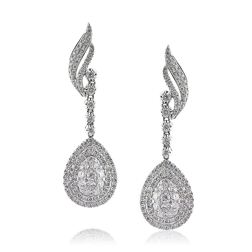 2.70ct Round Brilliant Cut Diamond Teardrop Earrings