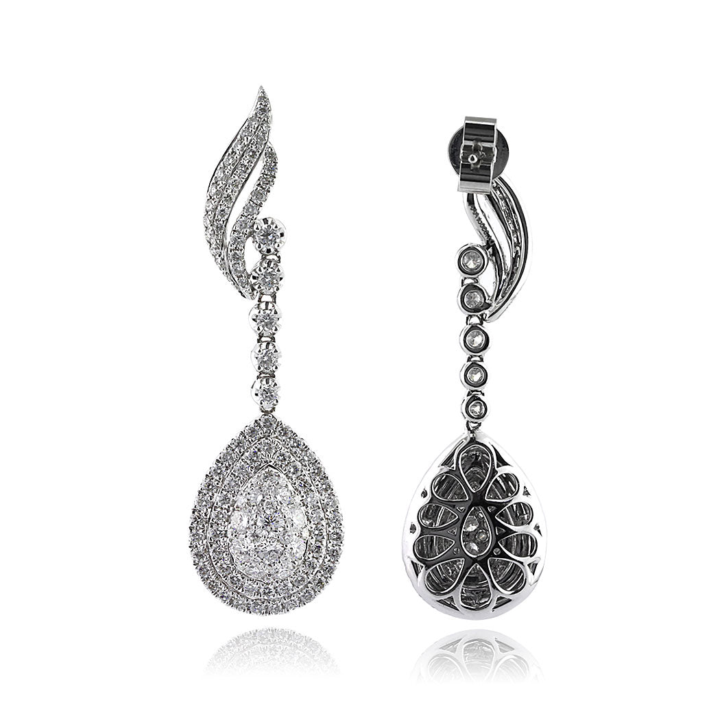 2.70ct Round Brilliant Cut Diamond Teardrop Earrings