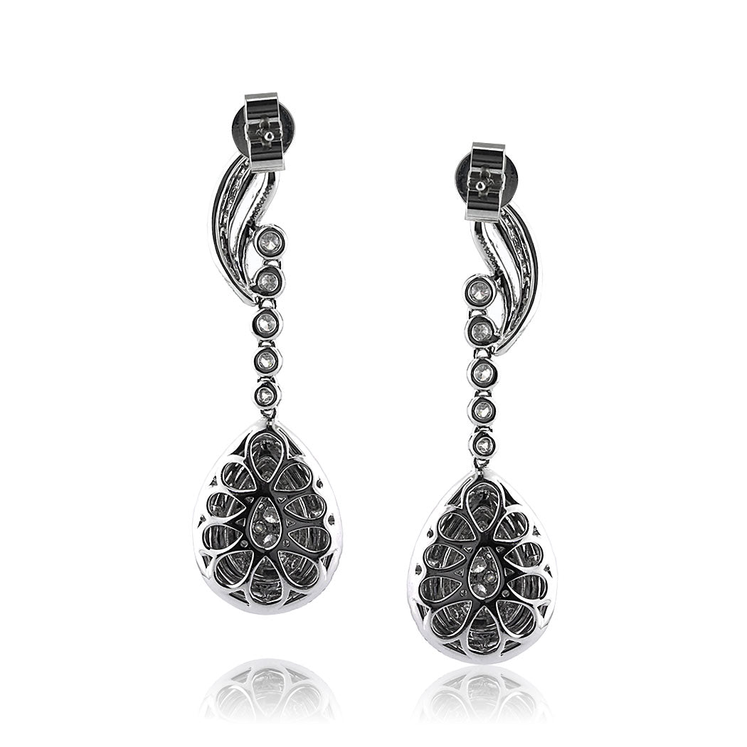 2.70ct Round Brilliant Cut Diamond Teardrop Earrings