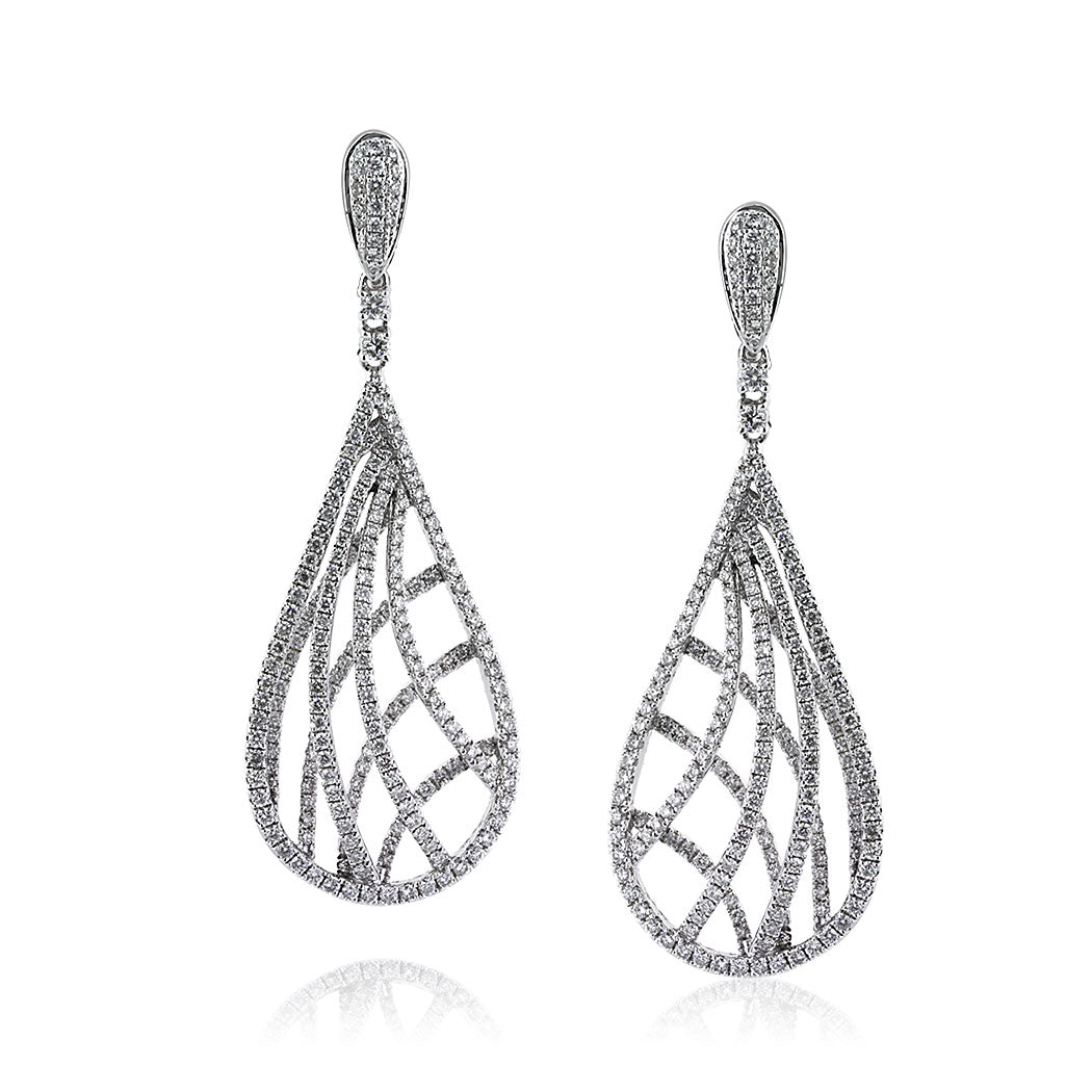 2.60ct Round Brilliant Cut Diamond Teardrop Earrings