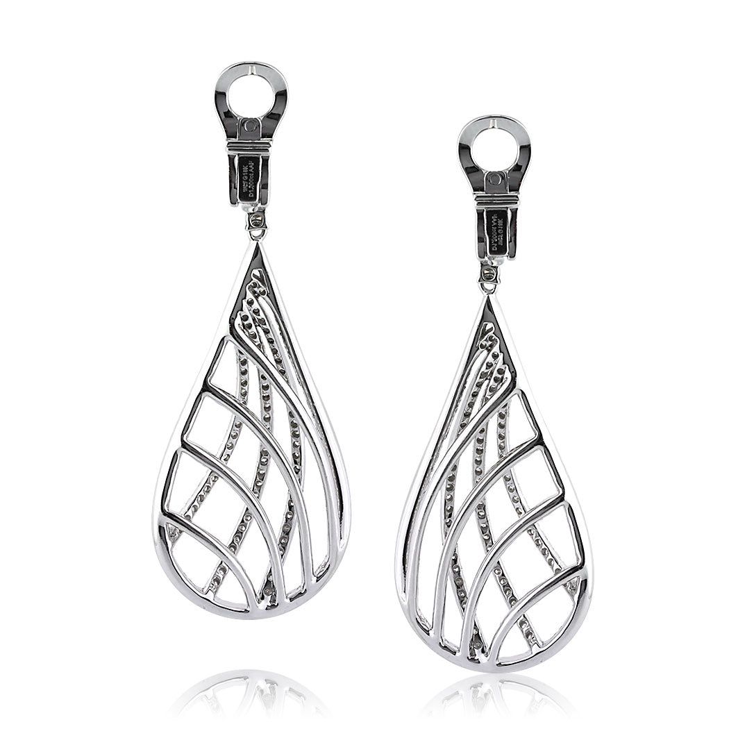 2.60ct Round Brilliant Cut Diamond Teardrop Dangle Earrings