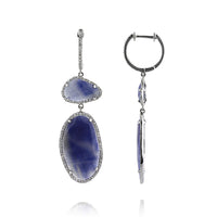 12.89ct Sapphire Slice and Diamond Dangle  Earrings