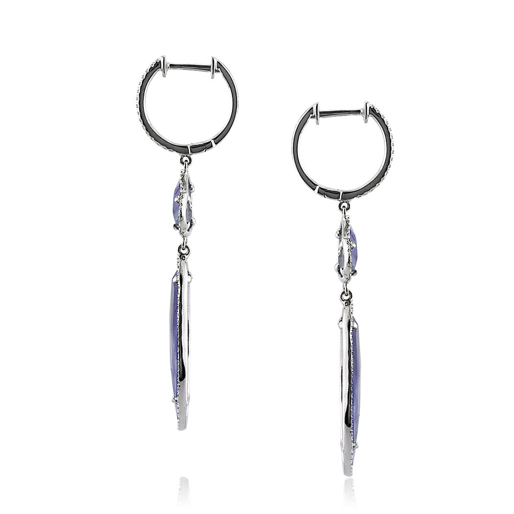 12.89ct Sapphire Slice and Diamond Dangle  Earrings