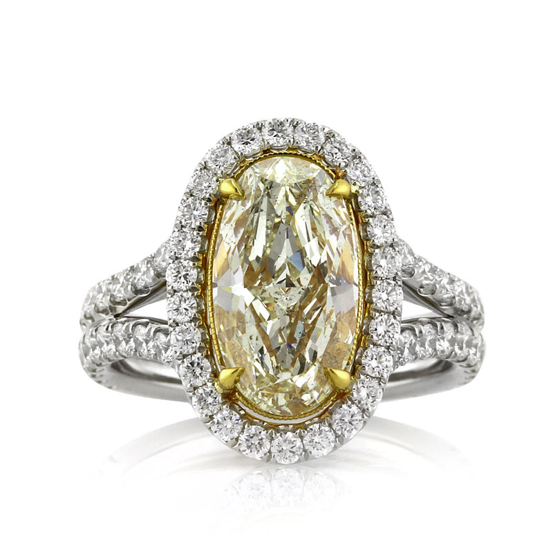 4.37ct Fancy Light Orangy Yellow Oval Cut Diamond Engagement Ring