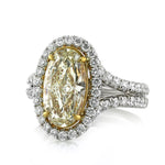 4.37ct Fancy Light Orangy Yellow Oval Cut Diamond Engagement Ring