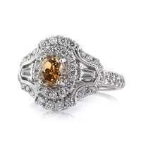 2.23ct Fancy Brownish Yellow Oval Cut Diamond Engagement Ring