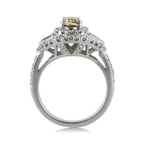 2.23ct Fancy Brownish Yellow Oval Cut Diamond Engagement Ring