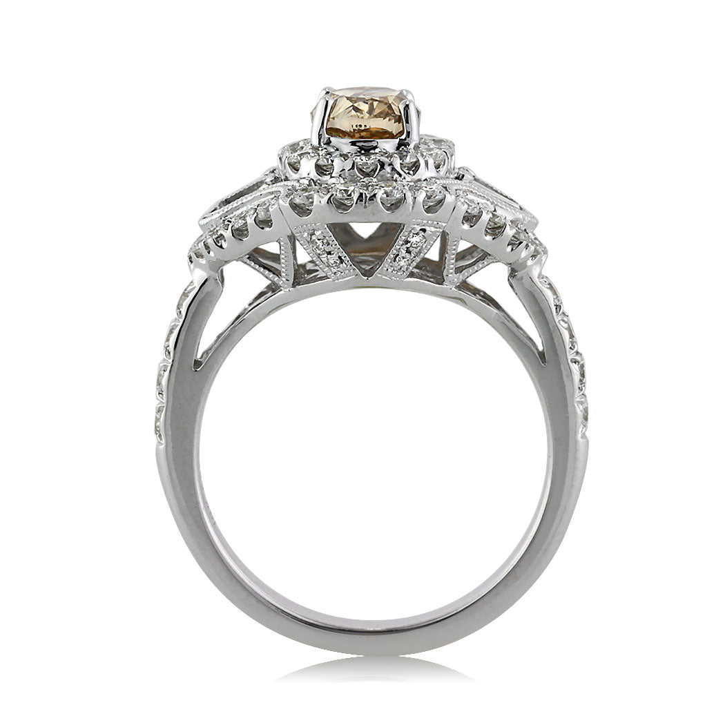 2.23ct Fancy Brownish Yellow Oval Cut Diamond Engagement Ring