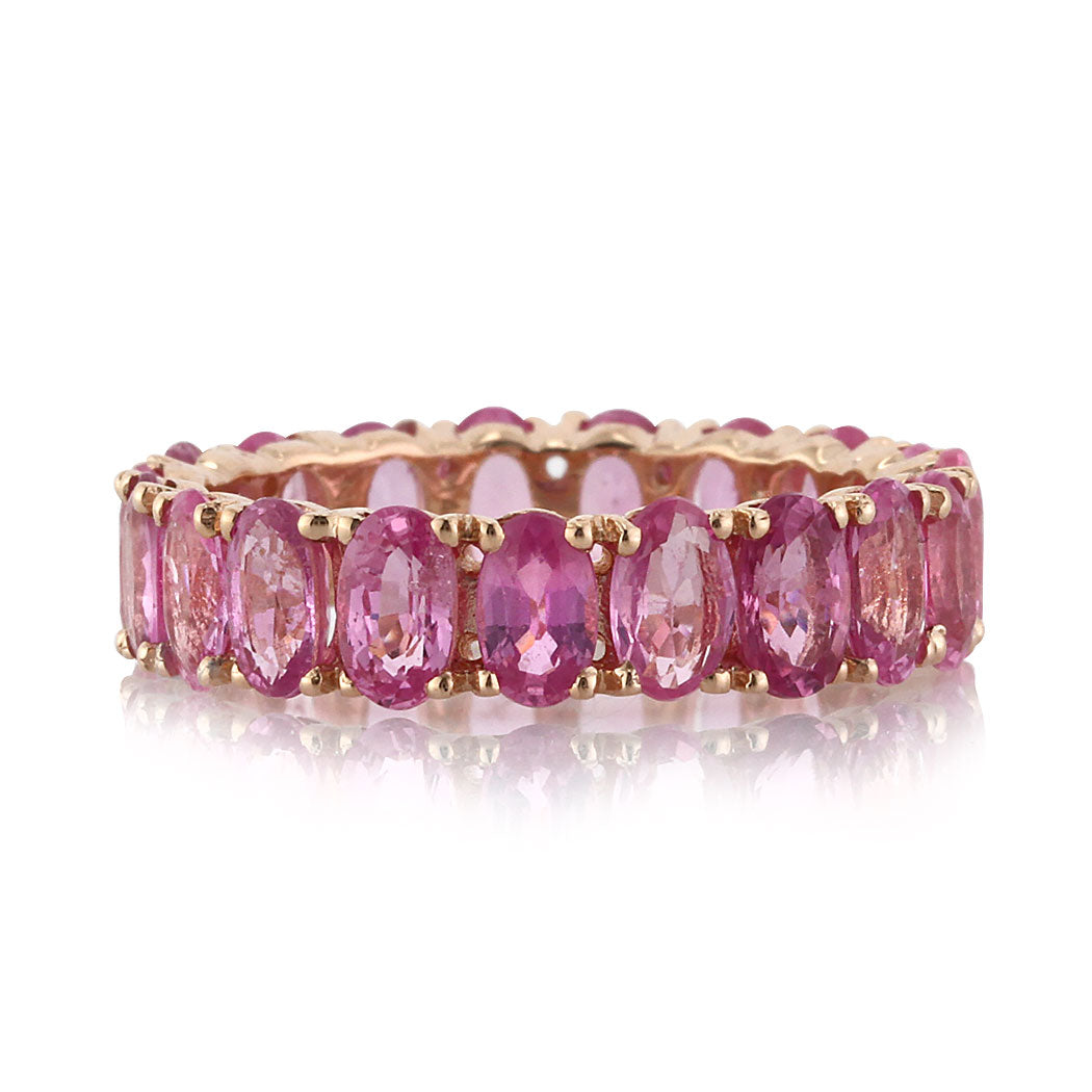 5.00ct Oval Cut Pink Sapphire Eternity Band in 14k Rose Gold – Mark ...
