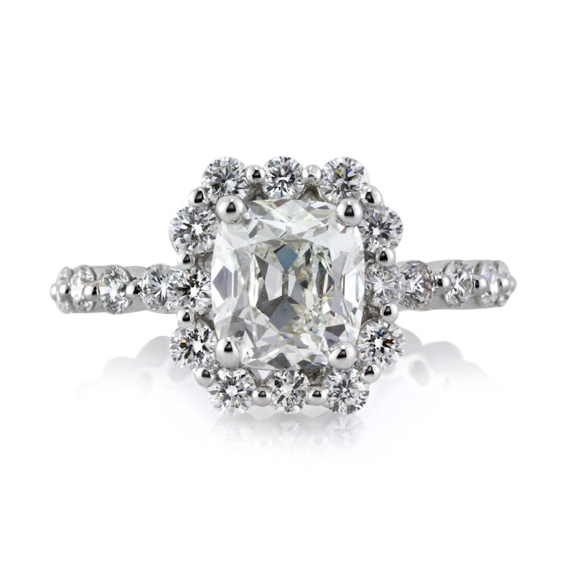 3.26ct Antique Cushion Brilliant Diamond Engagement Ring
