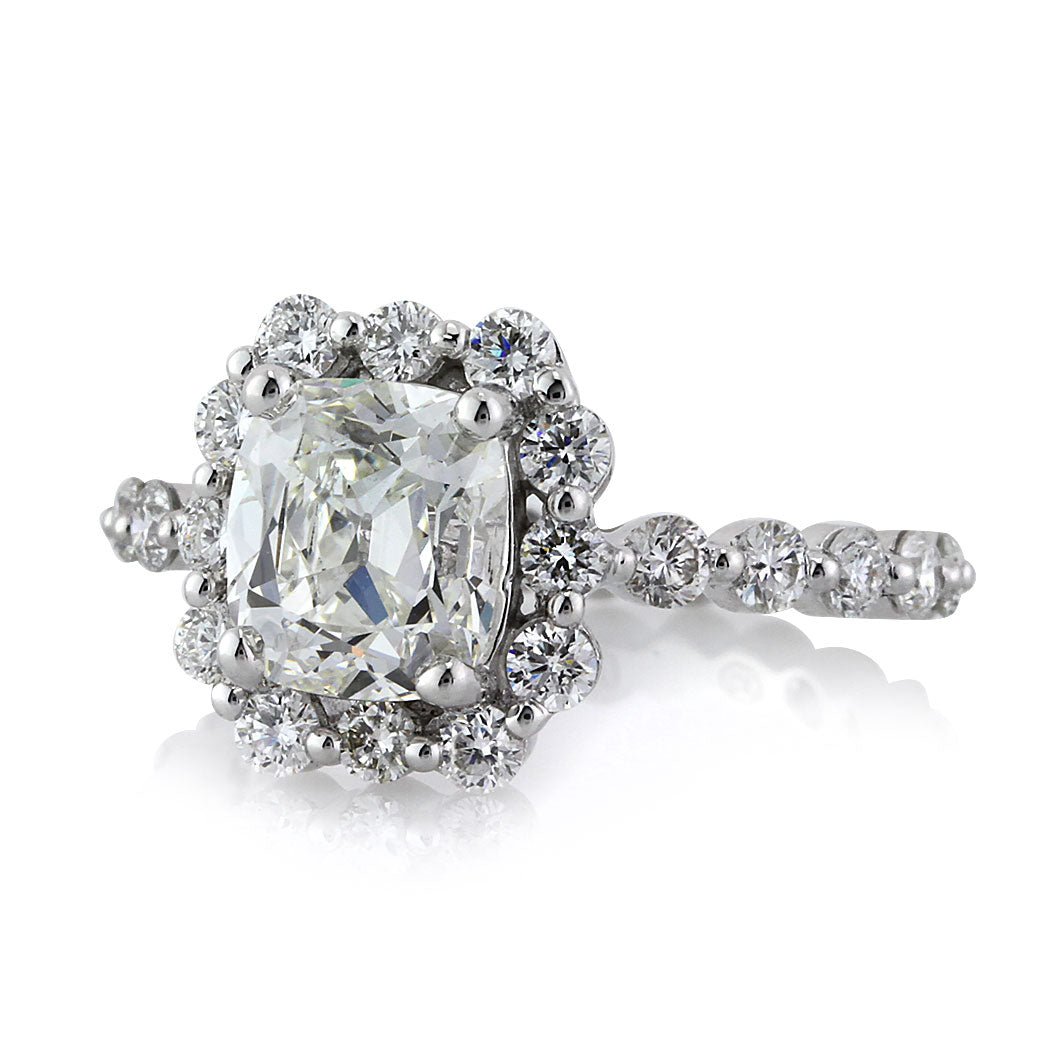 3.26ct Antique Cushion Brilliant Diamond Engagement Ring