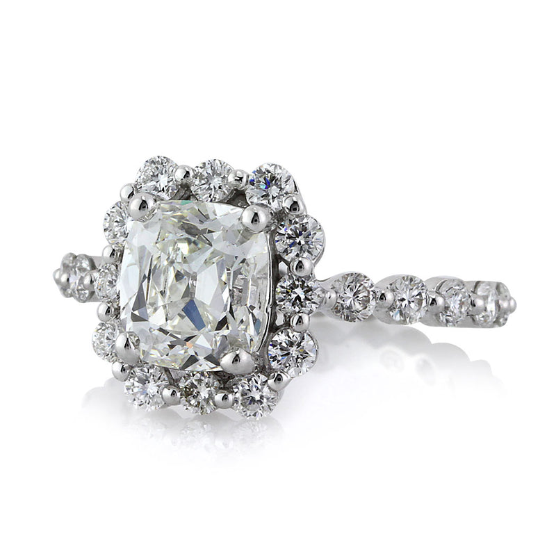 3.26ct Antique Cushion Brilliant Diamond Engagement Ring