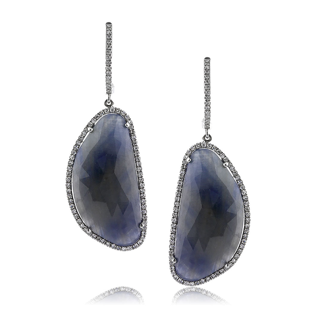 28.18ct Sapphire and Diamond Dangle Earrings