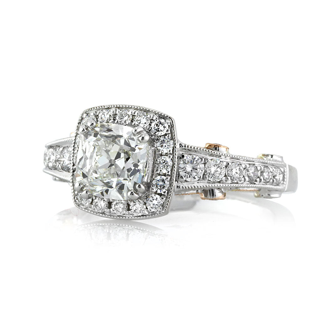 2.13ct Antique Cushion Brilliant Diamond Engagement Ring