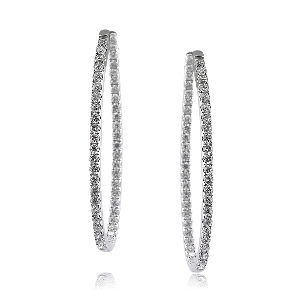 2.95ct Round Brilliant Cut Diamond Hoop Earrings