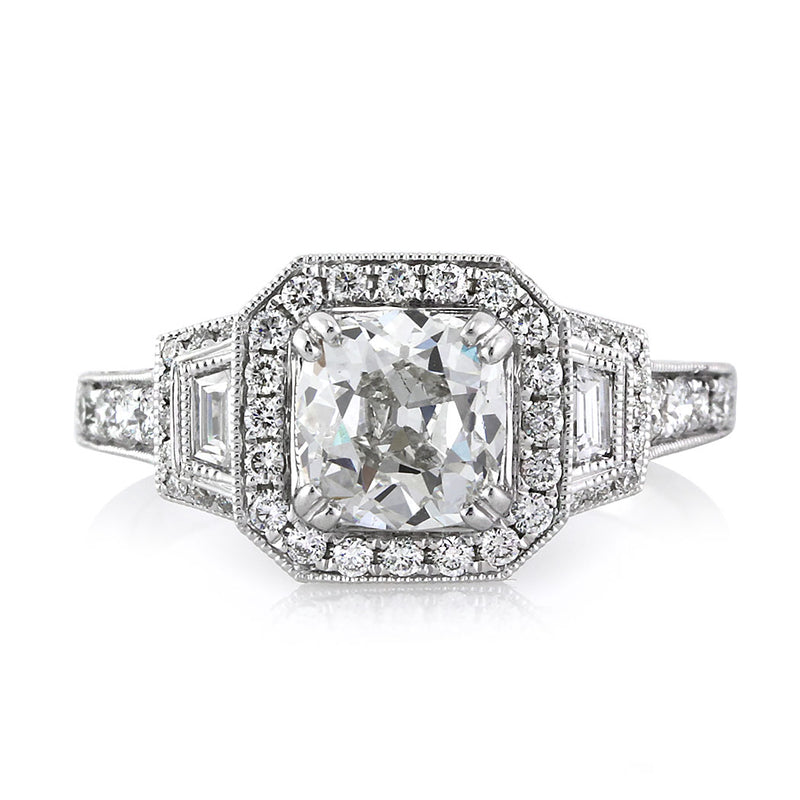 2.21ct Antique Cushion Brilliant Diamond Engagement Ring