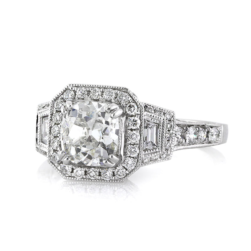 2.21ct Antique Cushion Brilliant Diamond Engagement Ring
