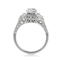 2.21ct Antique Cushion Brilliant Diamond Engagement Ring