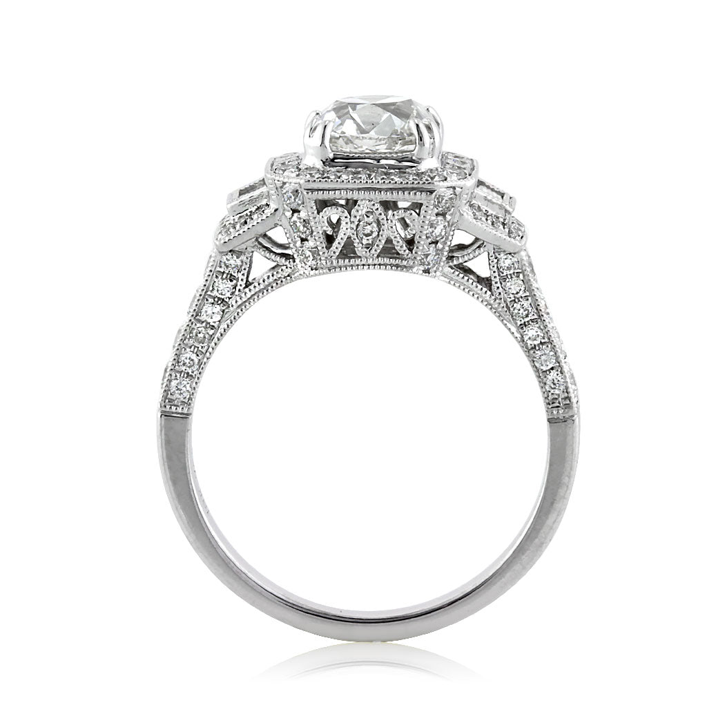 2.21ct Antique Cushion Brilliant Diamond Engagement Ring