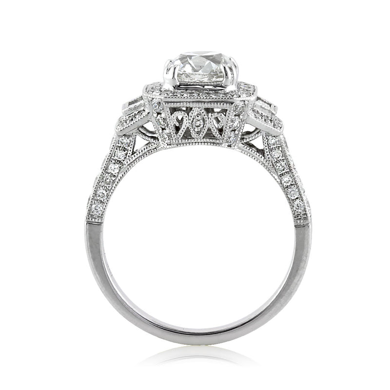 2.21ct Antique Cushion Brilliant Diamond Engagement Ring