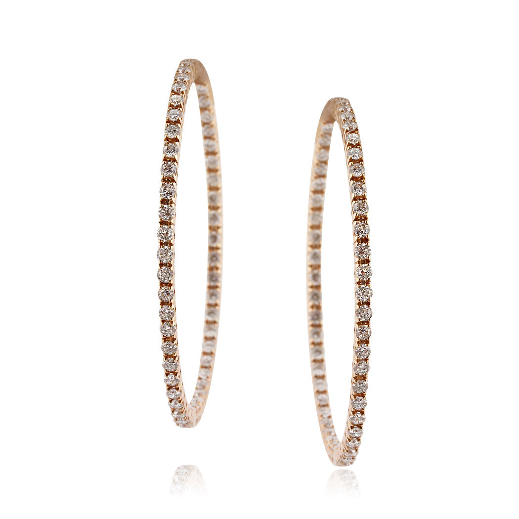 4.65ct Round Brilliant Cut Diamond Hoop Earrings in 14k Rose Gold