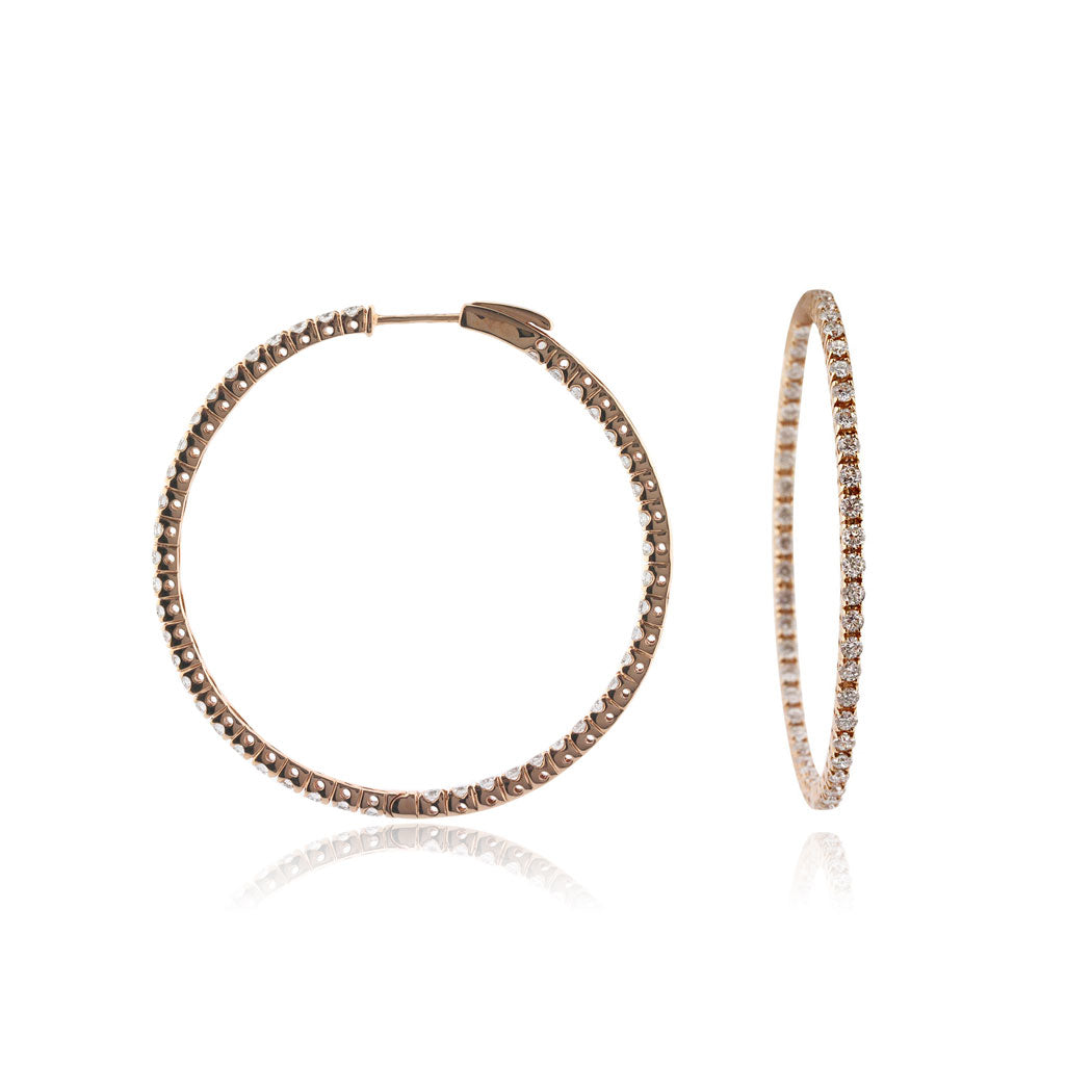 4.65ct Round Brilliant Cut Diamond Hoop Earrings in 14k Rose Gold