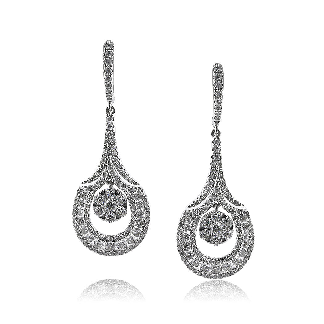 1.65ct Round Brilliant Cut Diamond Dangle Earrings