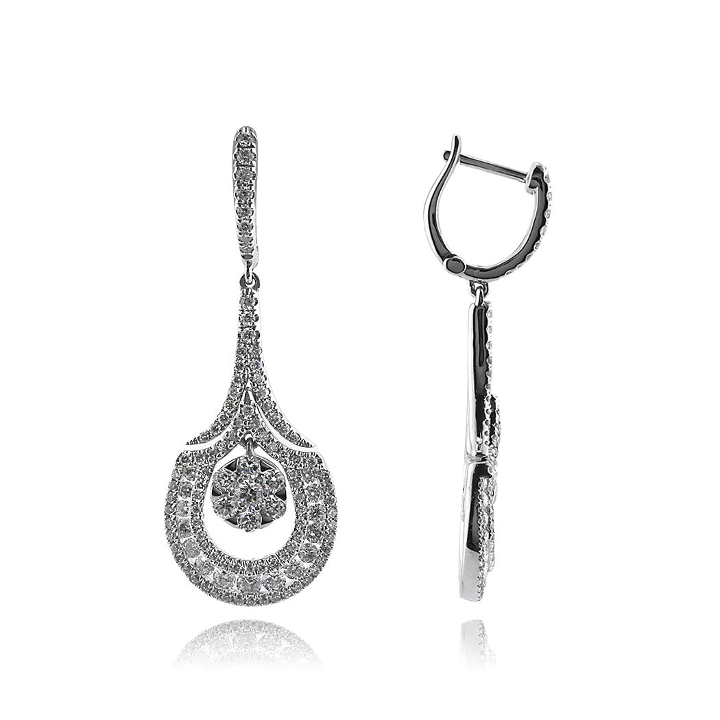 1.65ct Round Brilliant Cut Diamond Dangle Earrings