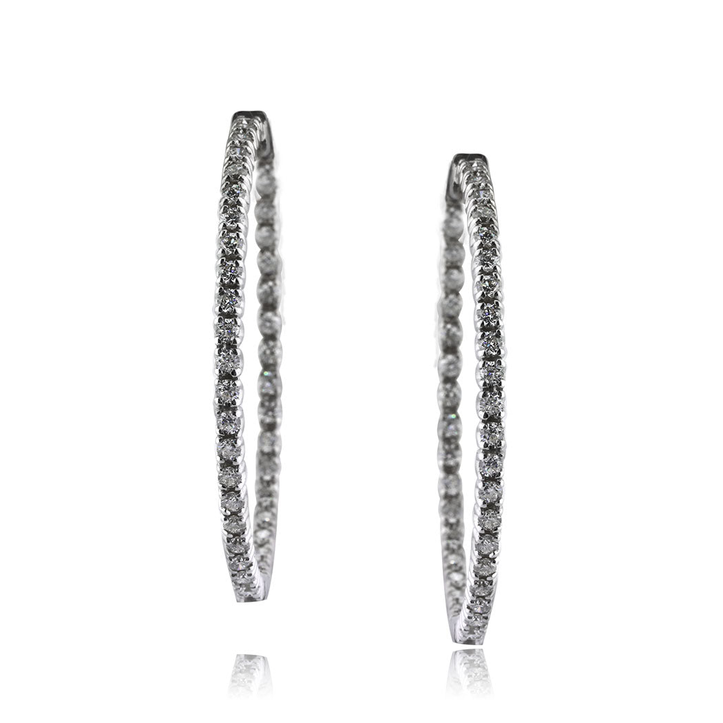 3.75ct Round Brilliant Cut Diamond Hoop Earrings