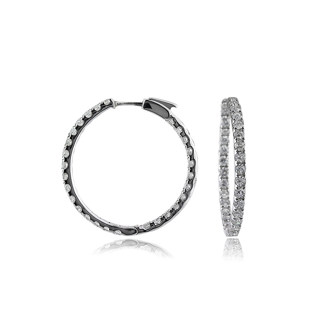 2.80ct Round Brilliant Cut Diamond Hoop Earrings