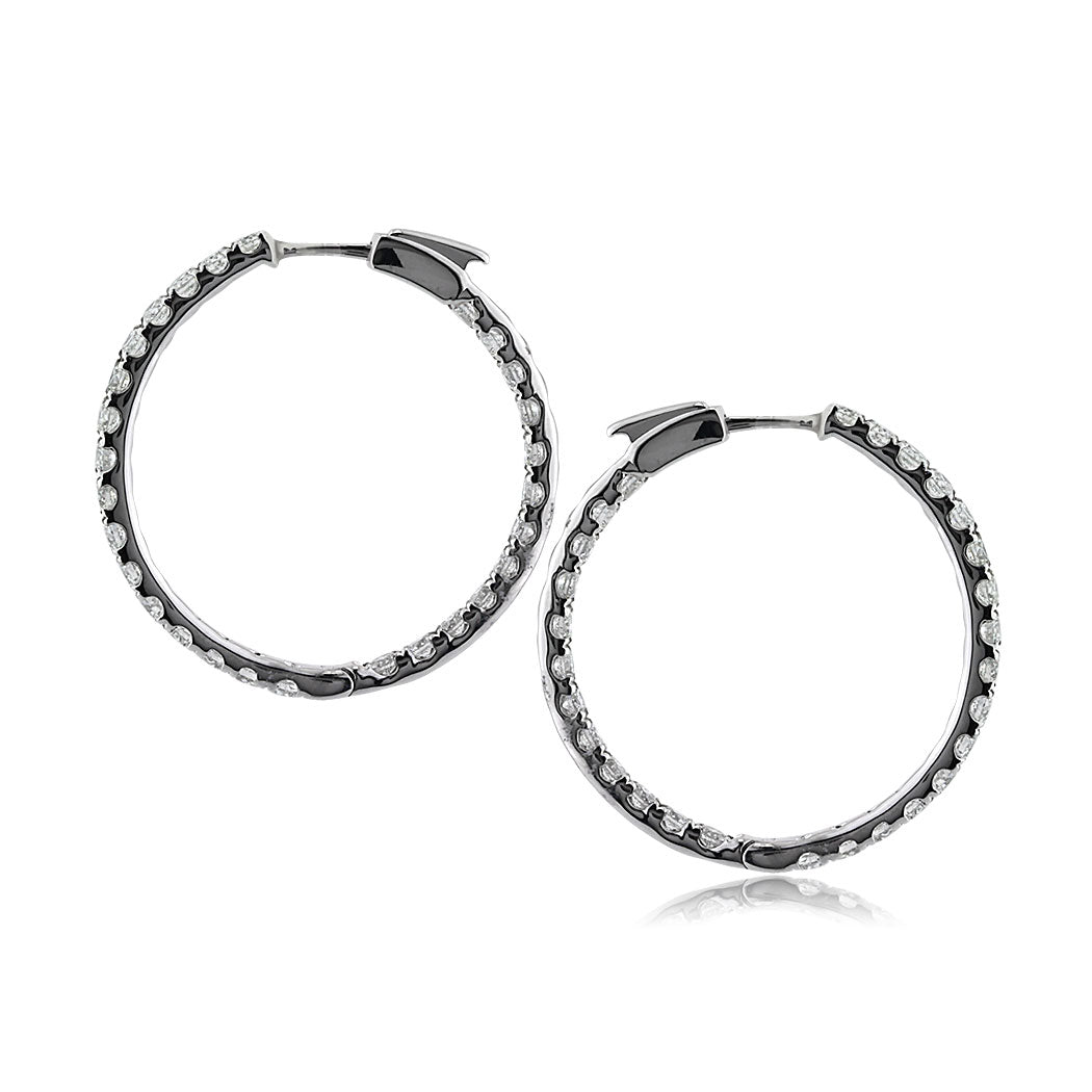 2.80ct Round Brilliant Cut Diamond Hoop Earrings