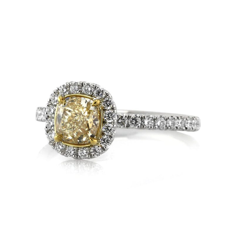 1.73ct Fancy Yellow Cushion Cut Diamond Engagement Ring